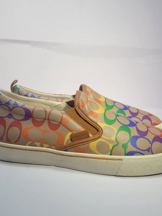 Coach Skate Pride Rainbow Signature Men\'s Size 11D Slip On Sneakers CA284
